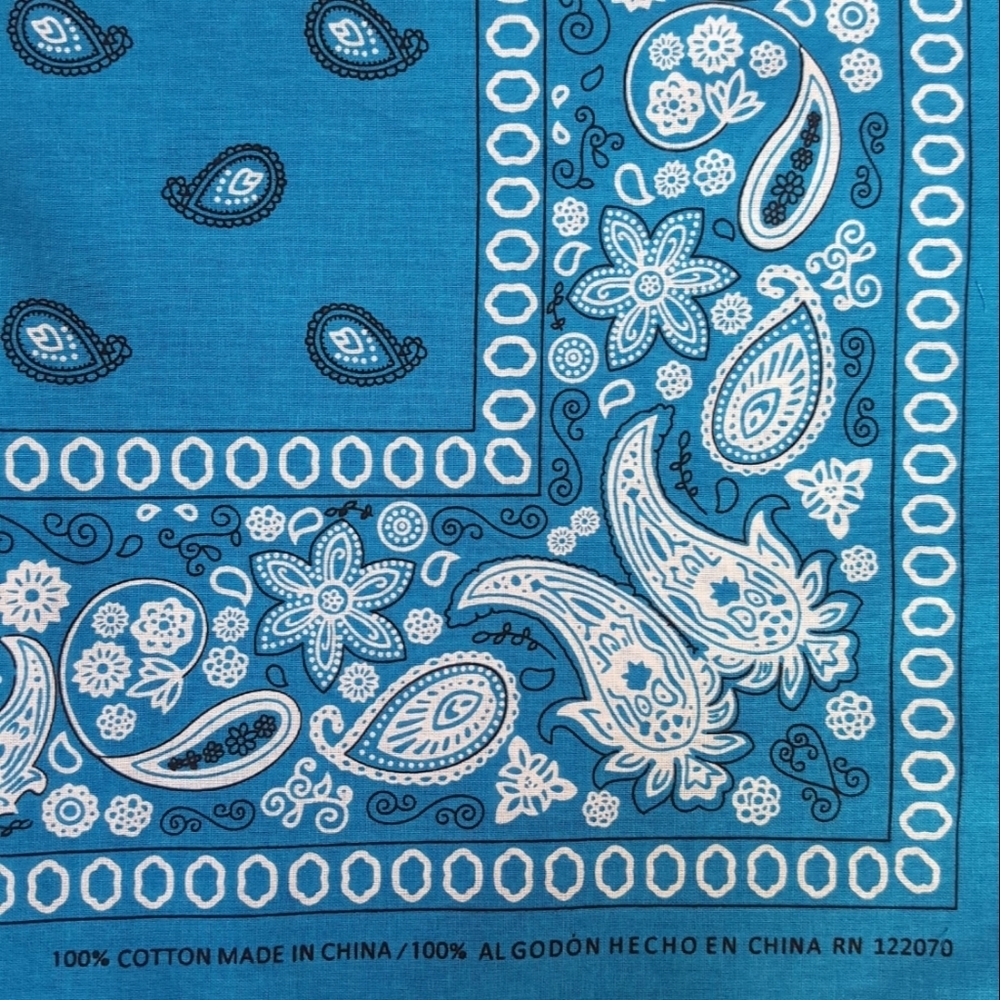 3 Piece Classic Bandana Scarf for Hair Neck and Head New Turquoise 100% Cotton - Picture 5 of 8